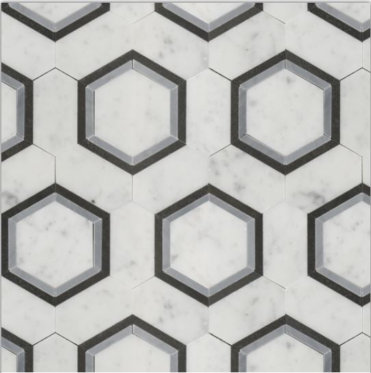 Luxe Infinity Hexagon Blue Marble Mosaic