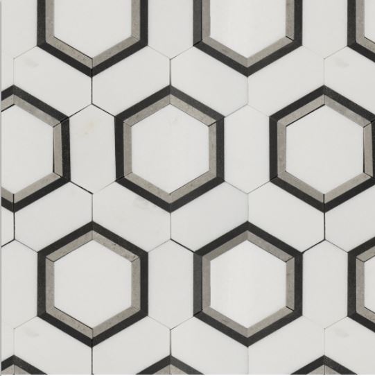 Luxe Infinity Hexagon Grey Marble Mosaic