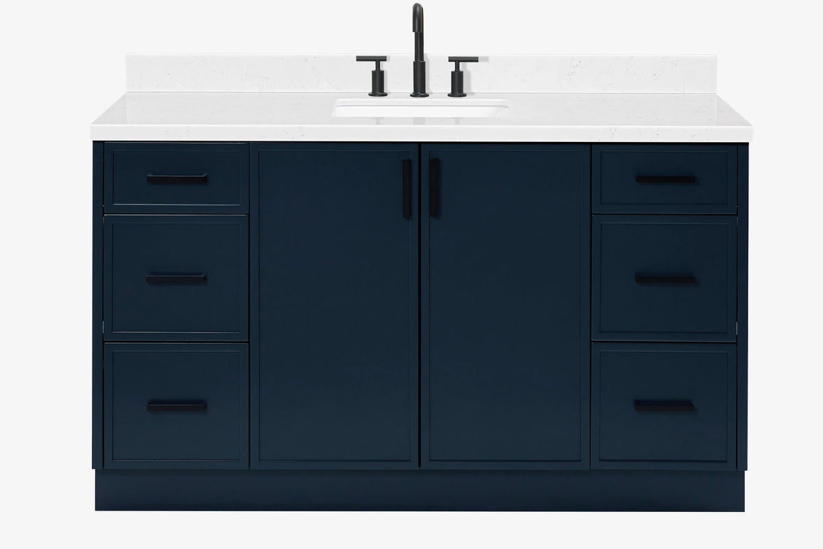 Ariel kelly 61 inch single rectangle sink bathroom vanity with marble countertop 1.5 inch edge