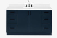 Ariel kelly 61 inch single rectangle sink bathroom vanity with marble countertop 1.5 inch edge