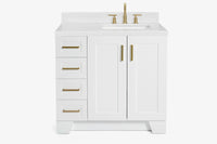 Ariel taylor (36"& 37") right offset single rectangle sink vanity with marble (0.75" & 1.5")countertop.