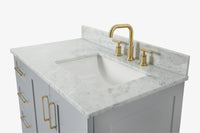 Ariel taylor (36"& 37") right offset single rectangle sink vanity with marble (0.75" & 1.5")countertop.