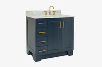 Ariel taylor (36"& 37") right offset single rectangle sink vanity with marble (0.75" & 1.5")countertop.