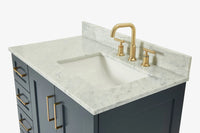 Ariel taylor (36"& 37") right offset single rectangle sink vanity with marble (0.75" & 1.5")countertop.