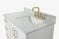Ariel taylor (36"& 37") right offset single rectangle sink vanity with marble (0.75" & 1.5")countertop.