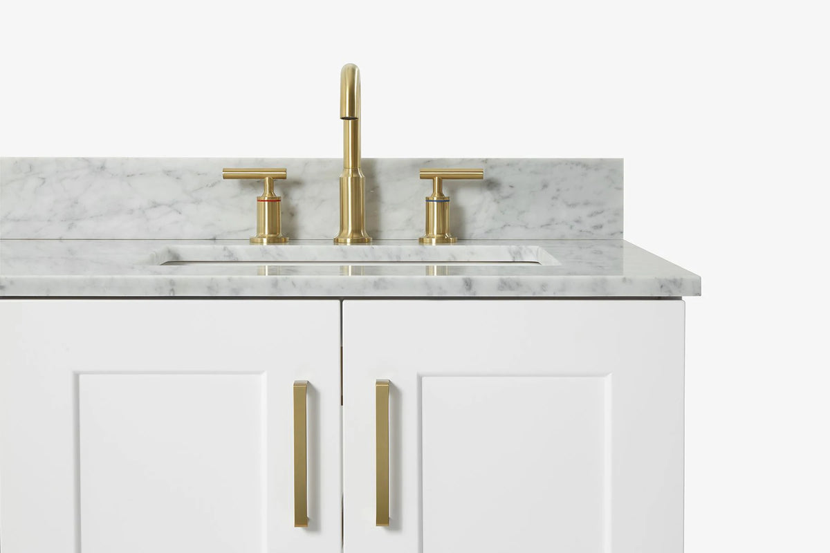Ariel taylor (36"& 37") right offset single rectangle sink vanity with marble (0.75" & 1.5")countertop.