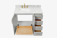 Ariel taylor (42" & 43") left offset single rectangle sink vanity with marble (0.75"& 1.5") countertop.