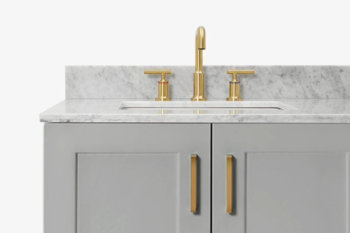 Ariel taylor (42" & 43") left offset single rectangle sink vanity with marble (0.75"& 1.5") countertop.