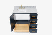 Ariel taylor (42" & 43") left offset single rectangle sink vanity with marble (0.75"& 1.5") countertop.