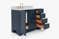 Ariel taylor (42" & 43") left offset single rectangle sink vanity with marble (0.75"& 1.5") countertop.