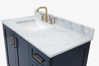Ariel taylor (42" & 43") left offset single rectangle sink vanity with marble (0.75"& 1.5") countertop.