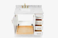 Ariel taylor (42" & 43") left offset single rectangle sink vanity with marble (0.75"& 1.5") countertop.