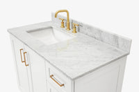 Ariel taylor (42" & 43") left offset single rectangle sink vanity with marble (0.75"& 1.5") countertop.