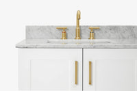 Ariel taylor (42" & 43") left offset single rectangle sink vanity with marble (0.75"& 1.5") countertop.