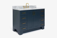 Ariel taylor (36"& 37") left offset single rectangle sink vanity with marble (0.75"& 1.5") countertop.