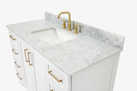 Ariel taylor (36"& 37") left offset single rectangle sink vanity with marble (0.75"& 1.5") countertop.