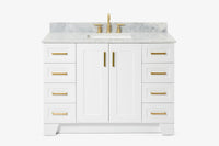 Ariel taylor (48"& 49") single rectangle sink vanity with marble (0.75" & 1.5") countertop.