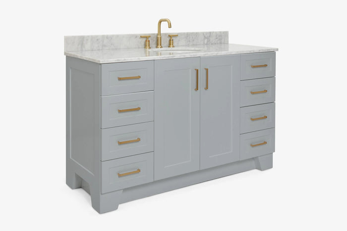 Ariel taylor (54"& 55") single oval sink vanity with marble (0.75" & 1.5")countertop.