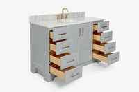 Ariel taylor (54"& 55") single oval sink vanity with marble (0.75" & 1.5")countertop.