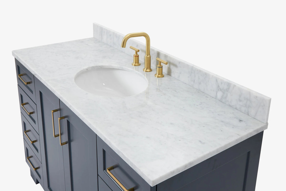 Ariel taylor (54"& 55") single oval sink vanity with marble (0.75" & 1.5")countertop.
