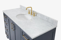 Ariel taylor (54"& 55") single oval sink vanity with marble (0.75" & 1.5")countertop.