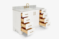 Ariel taylor (54"& 55") single oval sink vanity with marble (0.75" & 1.5")countertop.