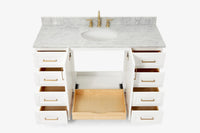 Ariel taylor (54"& 55") single oval sink vanity with marble (0.75" & 1.5")countertop.