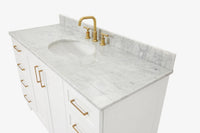 Ariel taylor (54"& 55") single oval sink vanity with marble (0.75" & 1.5")countertop.