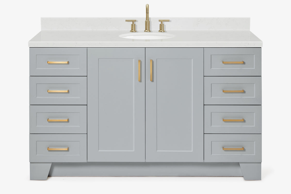 Ariel taylor (60"& 61")single oval sink vanity with marble (0.75"& 1.5") countertop.