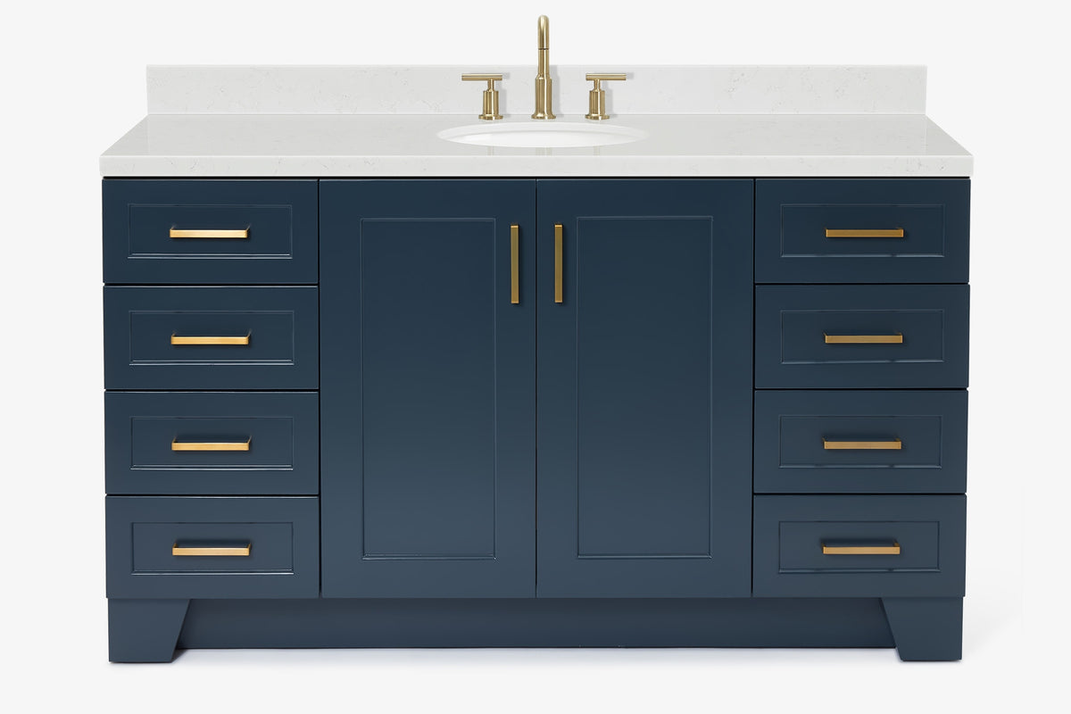 Ariel taylor (60"& 61")single oval sink vanity with marble (0.75"& 1.5") countertop.