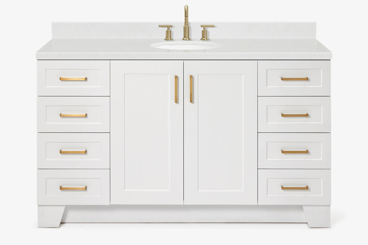 Ariel taylor (60"& 61")single oval sink vanity with marble (0.75"& 1.5") countertop.