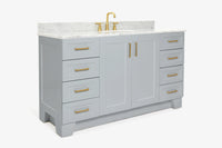 Ariel taylor (60"& 61")single oval sink vanity with marble (0.75"& 1.5") countertop.