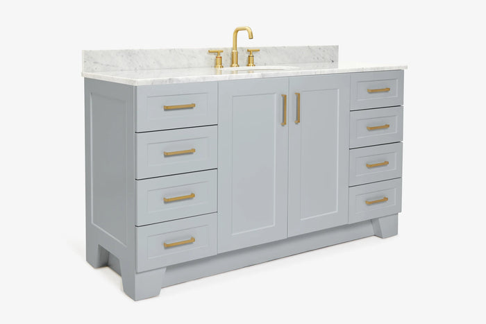 Ariel taylor (60"& 61")single oval sink vanity with marble (0.75"& 1.5") countertop.