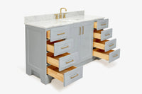 Ariel taylor (60"& 61")single oval sink vanity with marble (0.75"& 1.5") countertop.