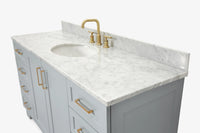 Ariel taylor (60"& 61")single oval sink vanity with marble (0.75"& 1.5") countertop.