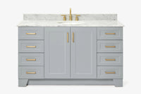 Ariel taylor (60"& 61")single oval sink vanity with marble (0.75"& 1.5") countertop.