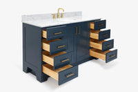 Ariel taylor (60"& 61")single oval sink vanity with marble (0.75"& 1.5") countertop.