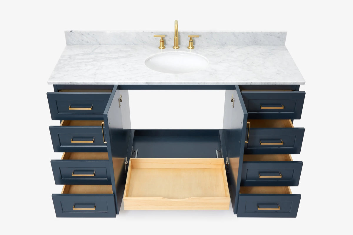 Ariel taylor (60"& 61")single oval sink vanity with marble (0.75"& 1.5") countertop.