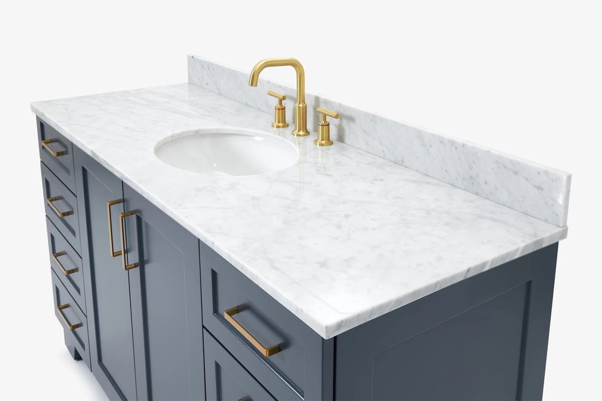 Ariel taylor (60"& 61")single oval sink vanity with marble (0.75"& 1.5") countertop.