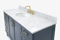 Ariel taylor (60"& 61")single oval sink vanity with marble (0.75"& 1.5") countertop.