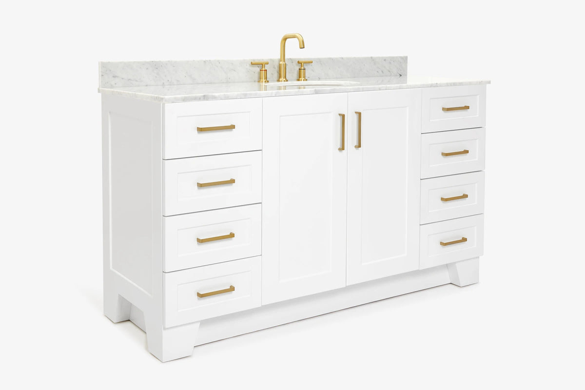 Ariel taylor (60"& 61")single oval sink vanity with marble (0.75"& 1.5") countertop.