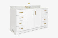 Ariel taylor (60"& 61")single oval sink vanity with marble (0.75"& 1.5") countertop.