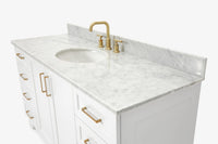 Ariel taylor (60"& 61")single oval sink vanity with marble (0.75"& 1.5") countertop.