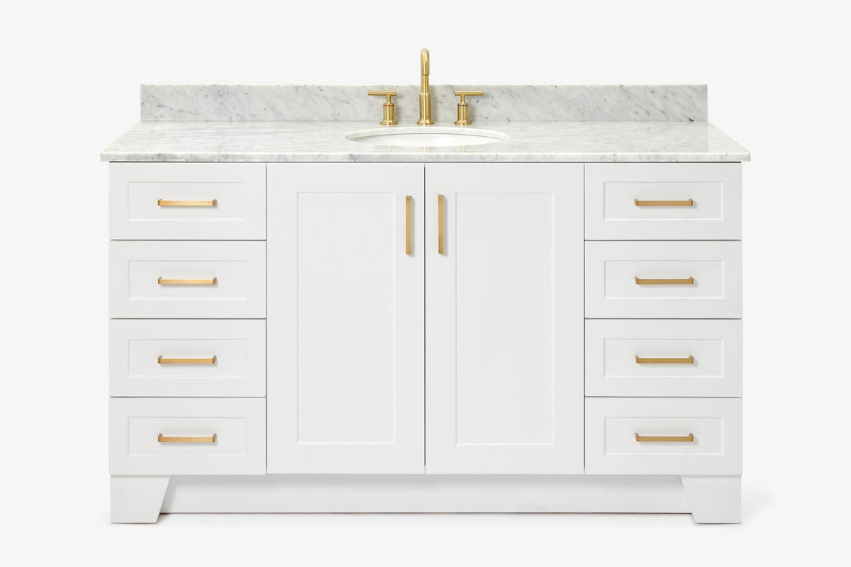 Ariel taylor (60"& 61")single oval sink vanity with marble (0.75"& 1.5") countertop.