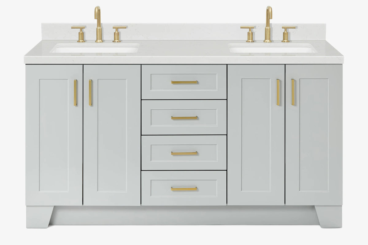 Ariel taylor (66"& 67") double rectangle sink vanity with marble countertop (0.75"& 1.5") edge.