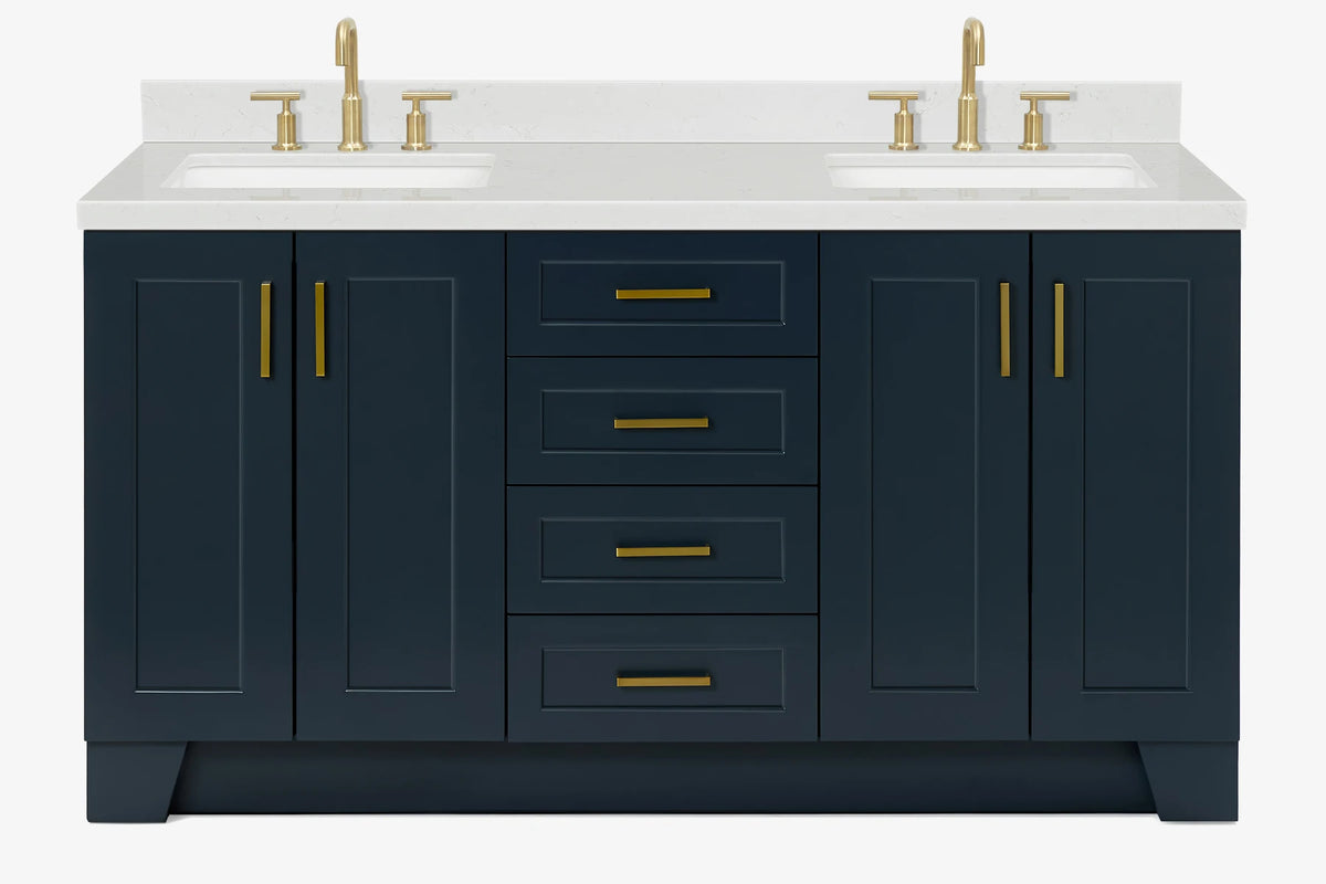 Ariel taylor (66"& 67") double rectangle sink vanity with marble countertop (0.75"& 1.5") edge.