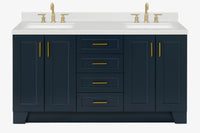 Ariel taylor (66"& 67") double rectangle sink vanity with marble countertop (0.75"& 1.5") edge.