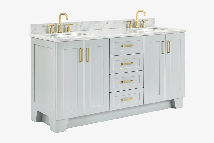Ariel taylor (66"& 67") double rectangle sink vanity with marble countertop (0.75"& 1.5") edge.