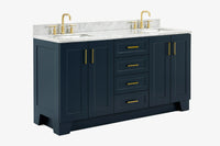 Ariel taylor (66"& 67") double rectangle sink vanity with marble countertop (0.75"& 1.5") edge.