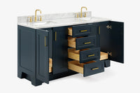 Ariel taylor (66"& 67") double rectangle sink vanity with marble countertop (0.75"& 1.5") edge.